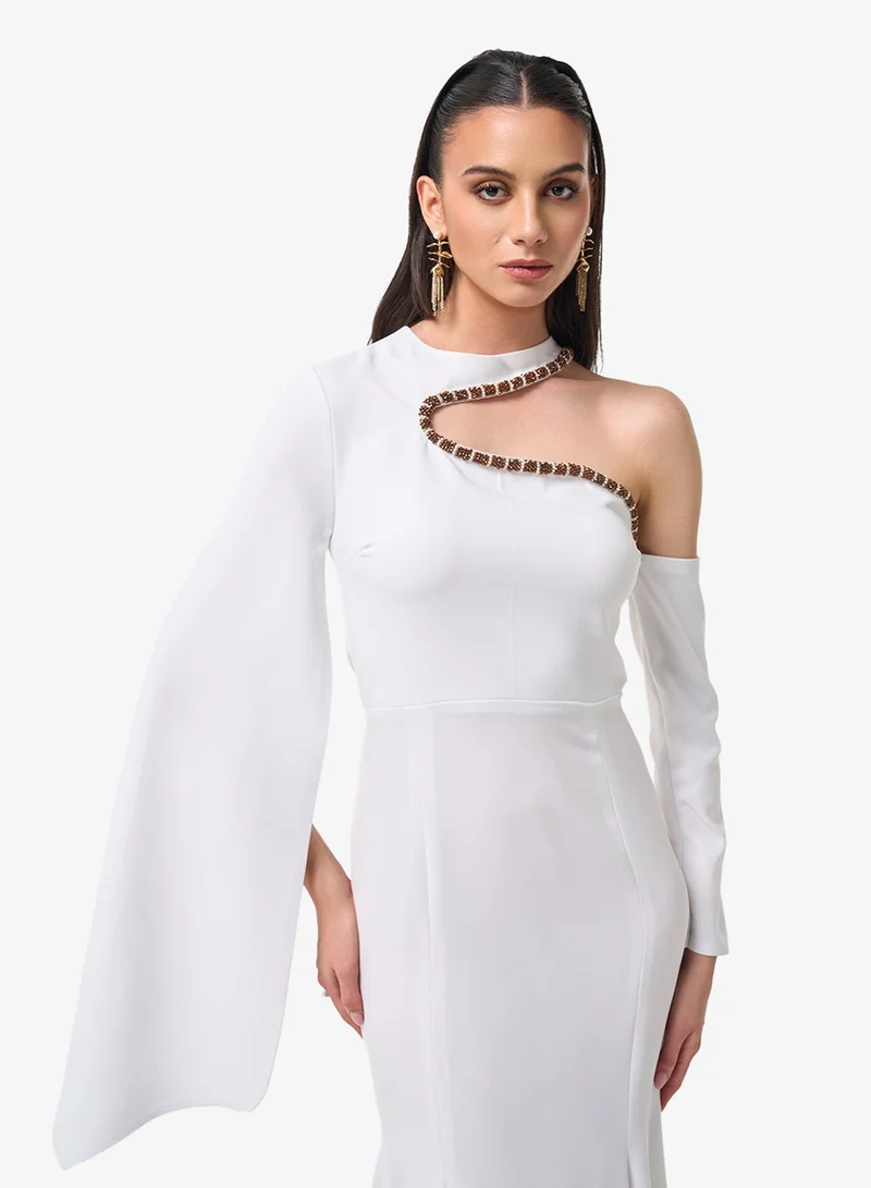 Threadz By Ajooni  One Shoulder Midi Dress for Women | Best Price UAE