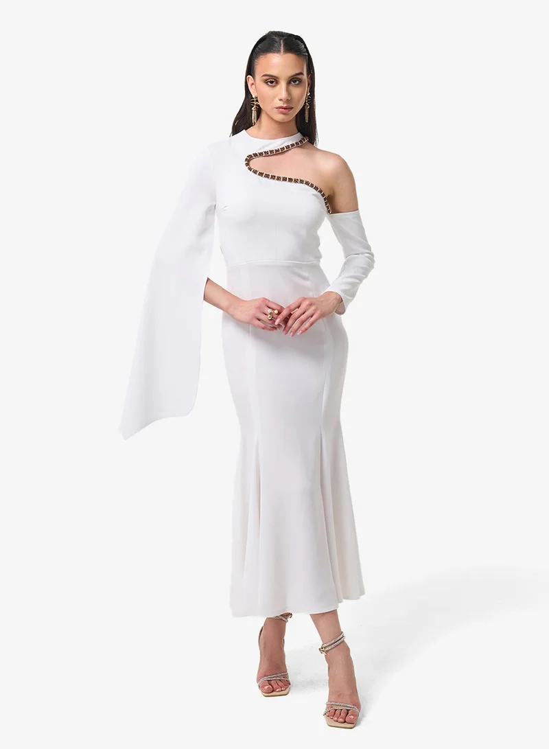 Threadz By Ajooni  One Shoulder Midi Dress for Women | Best Price UAE