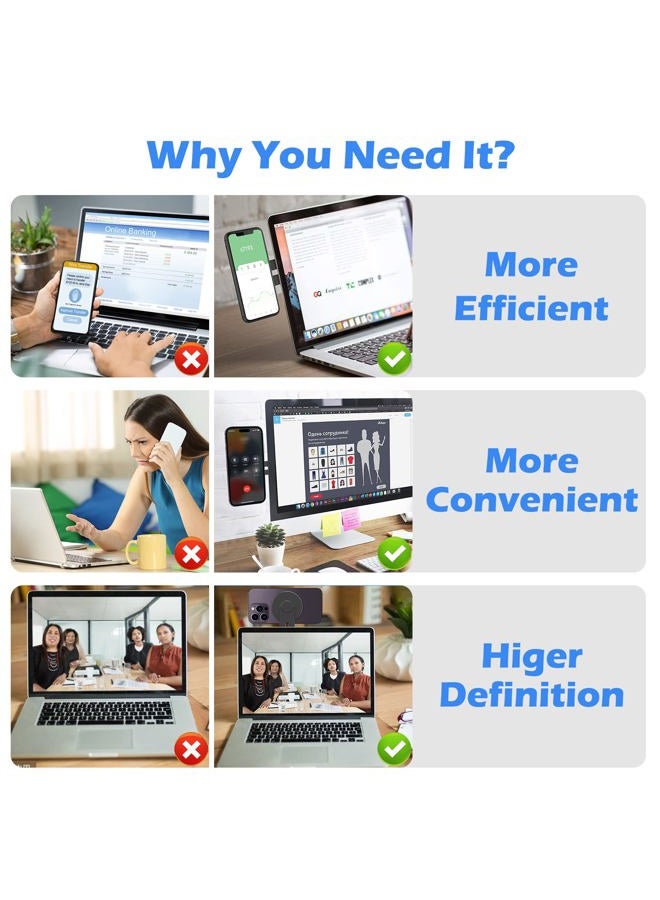imluckies [Upgraded Magnetic Laptop Phone Holder, 180° Adjustable Continuity Camera Mount Compatible with Magsafe for iPhone 16 15 14 13 12 Series, Monitor Clip for iOS 16 & macOS Ventura, Black - Image 5