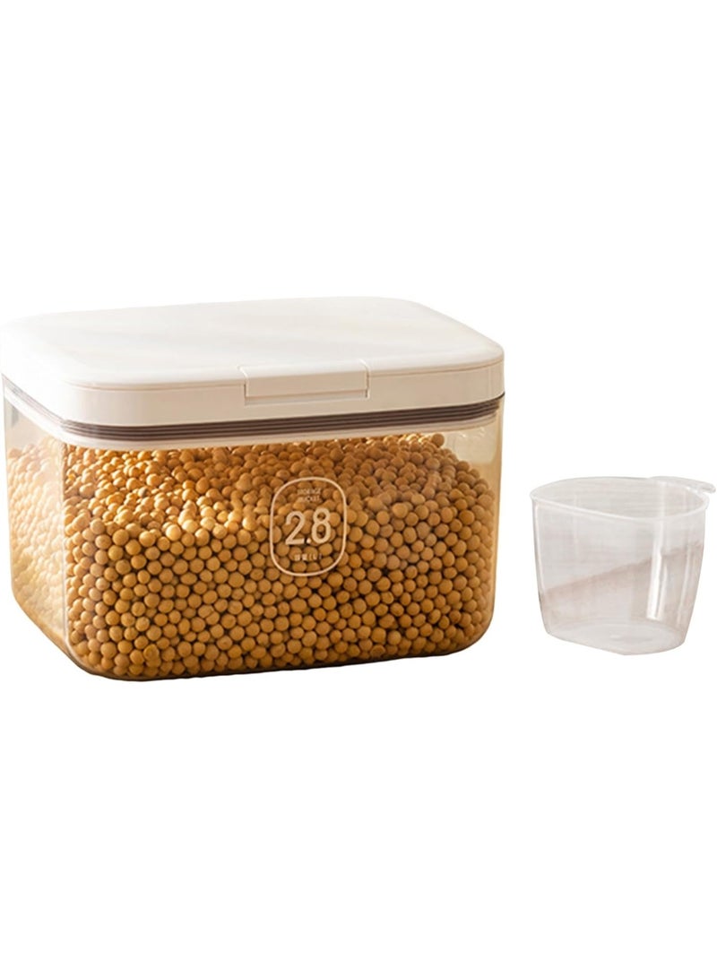 Bukela 2.8L Rice Container Set with Measuring Cup & Lids, Flour Sugar Rice Storage Container Large Sealed Grain Cereal Containers Storage One-handed Rice Bucket for Kitchen - Image 1