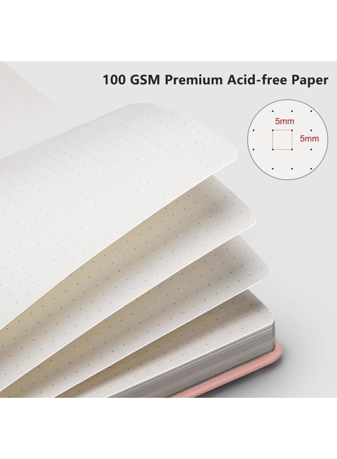 RETTACY Dotted Journal Notebook, 192 Pages, A5 Medium Size (5.7'' x 8.3''), Leather Hardcover, 100 GSM Thick Paper, for Journaling, Planning, Tracking (Pink) - Image 3