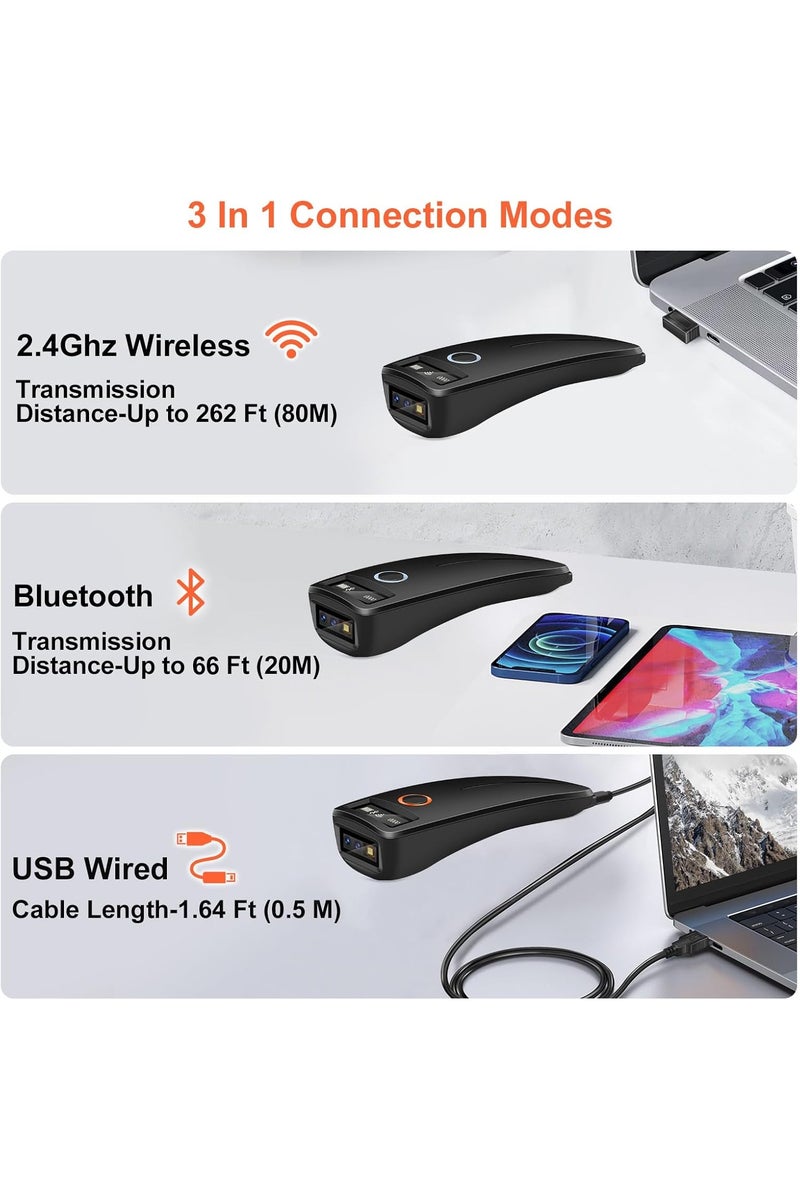 ZYWELL Mini Bluetooth Barcode Scanner, Wireless 2D QR 1D Bar Code Scanners with OLED Digital Display & AI Voice, Small Portable Handheld Barcode Reader for iPhone, Android, iPad, PC Computers & POS - Image 3