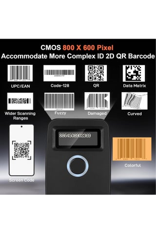 Mini Bluetooth Barcode Scanner, Wireless 2D QR 1D Bar Code Scanners with OLED Digital Display & AI Voice, Small Portable Handheld Barcode Reader for iPhone, Android, iPad, PC Computers & POS - view 4
