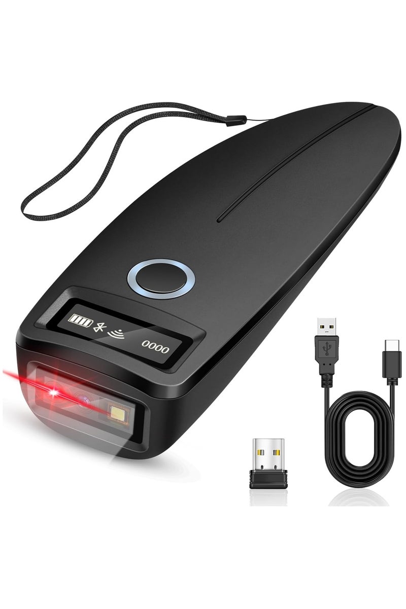 ZYWELL Mini Bluetooth Barcode Scanner, Wireless 2D QR 1D Bar Code Scanners with OLED Digital Display & AI Voice, Small Portable Handheld Barcode Reader for iPhone, Android, iPad, PC Computers & POS - Image 1