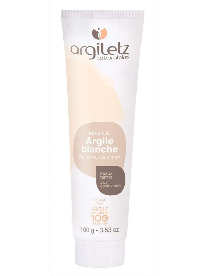 Argiletz قناع الطين الأبيض للوجه للبشرة الباهتة 100 جرام / 3.53 أونصة سائلة. 100% مصدر ومنتج في فرنسا. أفضل درجة من الطين. - Image 1