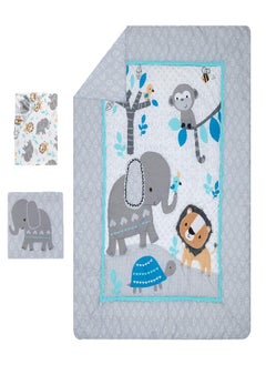 Bedtime Originals Bedtime Originals Jungle Fun 3-Piece Crib Bedding Set, Blue/Gray(Pack of 1)  - Image 1