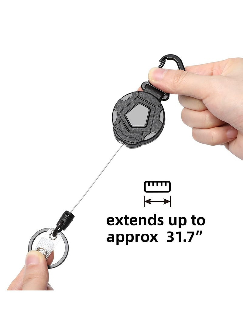 KASTWAVE 2 Pack Retractable Keychain, Heavy Duty Carabiner Badge Holder, Tactical Reel with Steel Retractable Cord, 8 oz  - Image 2
