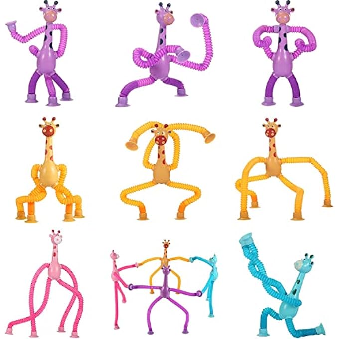 YHRY Telescopic Suction Cup Giraffe Toy, 4 Pcs Pop Tubes Sensory Toys for Toddlers, Fun Educational Stress Relief Toys, Funny Gifts for Toddlers, Sensory Toys Birthday Gift Party Favors for Kids - Image 5