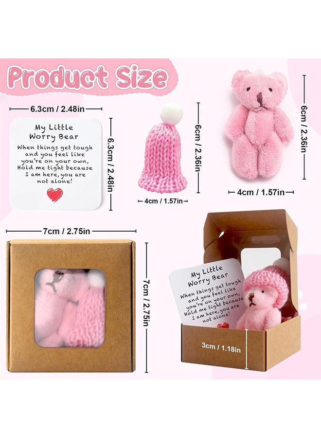 Worry Bear Hug in a Box,A Little Pocket Bear Hug,Mini Worry Bears with Inspirational Card,Handmade Mini Plush Teddy Bears in Box,Bears Doll,Positive Gifts for Kids,Friends,Suitable for Valentine's Day Christmas(Pink) - Image 5