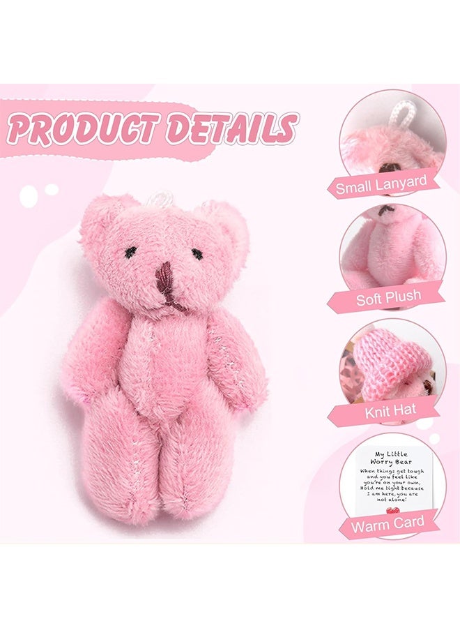 Worry Bear Hug in a Box,A Little Pocket Bear Hug,Mini Worry Bears with Inspirational Card,Handmade Mini Plush Teddy Bears in Box,Bears Doll,Positive Gifts for Kids,Friends,Suitable for Valentine's Day Christmas(Pink) - Image 4