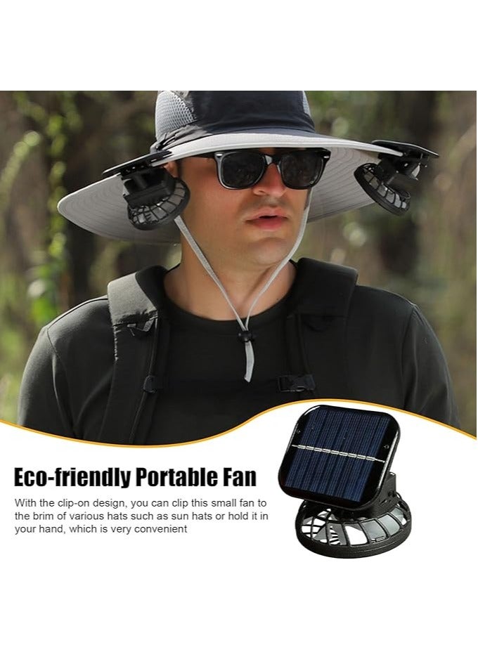 إسكدنيا مروحة شمسية كهربائية قابلة للتثبيت على القبعة، ومروحة صغيرة محمولة بتصميم لضجيج منخفض وسرعة شحن USB قابلة للتعديل بـ 7 شفرات تصميم رياح قوي. - Image 2