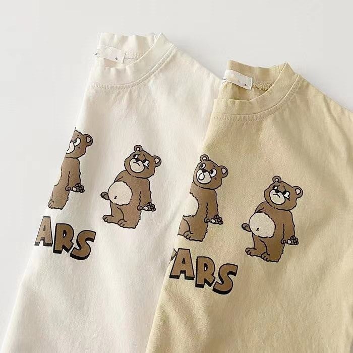 Ins Baby Short-Sleeved T-Shirt Boys And Girls Three Bear Bear Round Neck Short-Sleeved Simple T - Image 4
