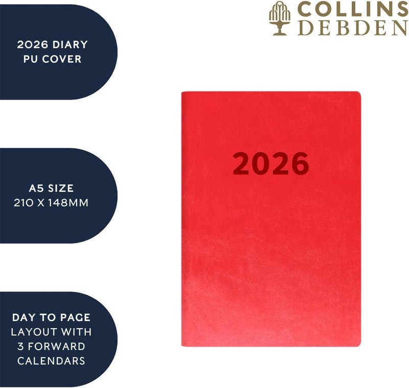 Collins - Edge Rainbow - 2026 12 Month Calendar Year Planner, Day-To-Page with 1/2 Hourly Appointments Diary, A5 Soft Cover - Red (ED151.U15-26) - Image 5