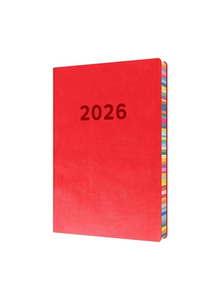 Collins - Edge Rainbow - 2026 12 Month Calendar Year Planner, Day-To-Page with 1/2 Hourly Appointments Diary, A5 Soft Cover - Red (ED151.U15-26) - Image 1