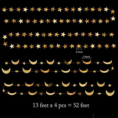 Decor365 Gold Moon Star Garland Ramadan Decorations Twinkle Little Star Two The Moon Birthday Party Decoration Graduation Decor Starry New Year Eve Banner Hanging Stars Baby Shower EID Muburak Decor - Image 5