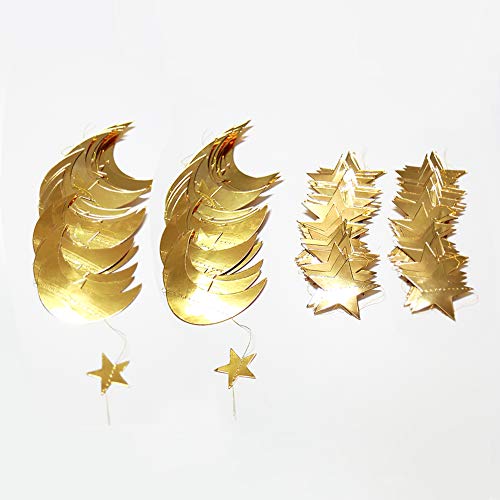 Decor365 Gold Moon Star Garland Ramadan Decorations Twinkle Little Star Two The Moon Birthday Party Decoration Graduation Decor Starry New Year Eve Banner Hanging Stars Baby Shower EID Muburak Decor - Image 4