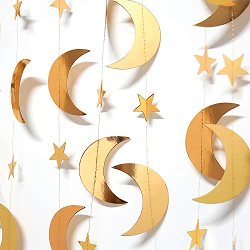 Decor365 Gold Moon Star Garland Ramadan Decorations Twinkle Little Star Two The Moon Birthday Party Decoration Graduation Decor Starry New Year Eve Banner Hanging Stars Baby Shower EID Muburak Decor - Image 2