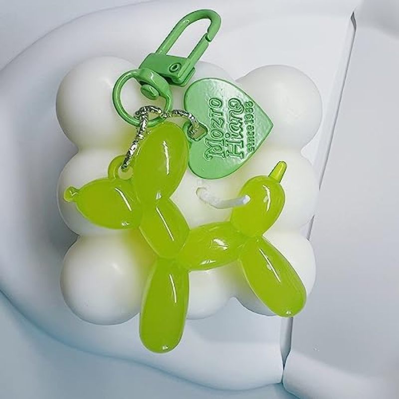 Green Epoxy Resin Dog Balloon Keychain - Premium Alloy Durable Key Ring for Women Girls Car Keys Bags - Cute Multifunctional Stylish Pendant for Home Decor - Image 3
