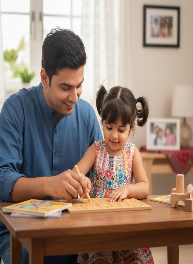 BuGBee Alphabet tracing Board Small ABC Wooden Slate| Montessori Materials Educational Puzzle Toys for 2+ Years Old Kids | Safe & Natural ABCD Board to Develop Memory & Writing Skills - Image 2