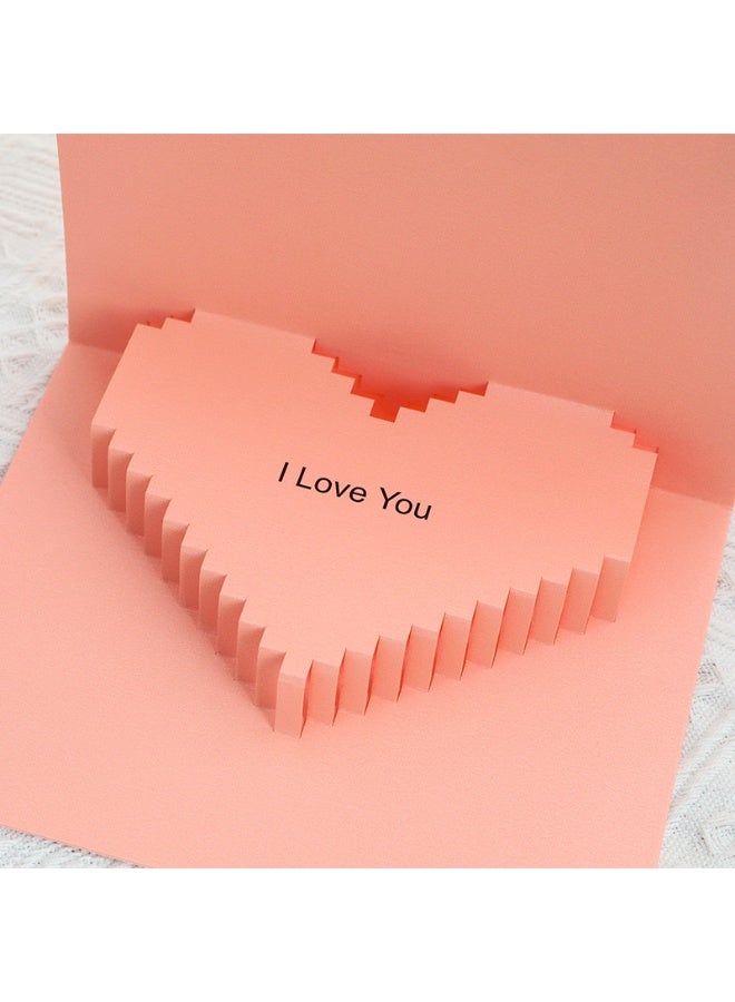 Generic 3D Pink Pop-Up Heart Greeting Card with Envelope – Romantic Love Card for Valentine’s Day, Wedding, Anniversary & Special Occasions (1pc) - Image 2