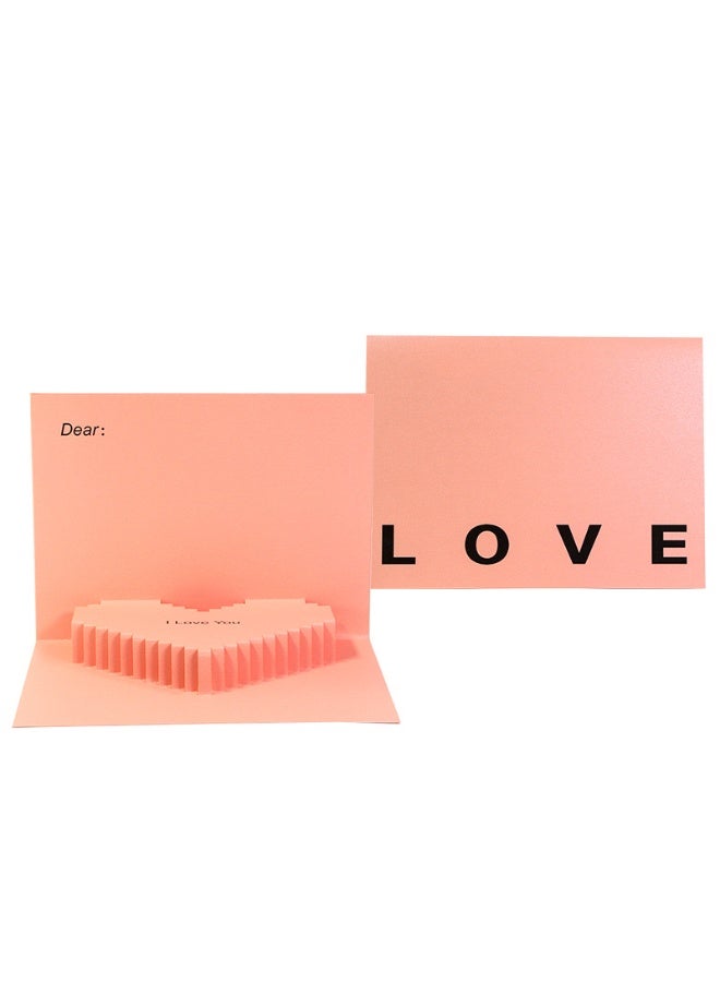 Generic 3D Pink Pop-Up Heart Greeting Card with Envelope – Romantic Love Card for Valentine’s Day, Wedding, Anniversary & Special Occasions (1pc) - Image 1