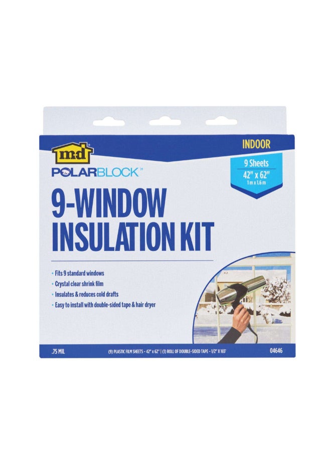 M-D Building Products Polar Block Indoor 9-Window Insulation Kit Clear 42 x 6 Inch 4646 - Image 1