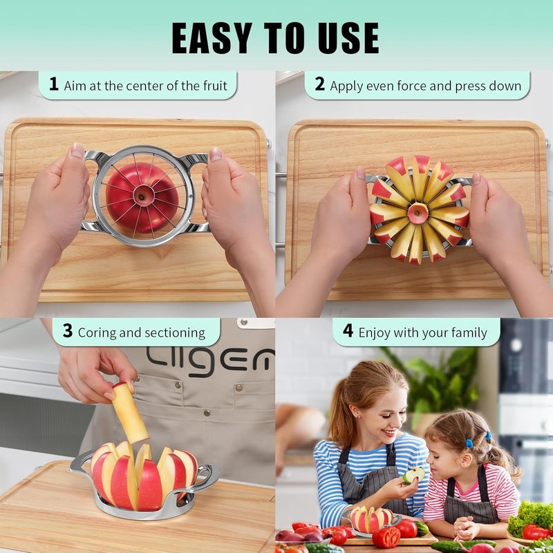 LIIGEMI Apple Slicer, 4.75-Inch 12 Blade Extra Large Apple Slicer and Corer，Heavy Duty Apple Cutter and Divider，Easy to Use, Time-Saving. - Image 3