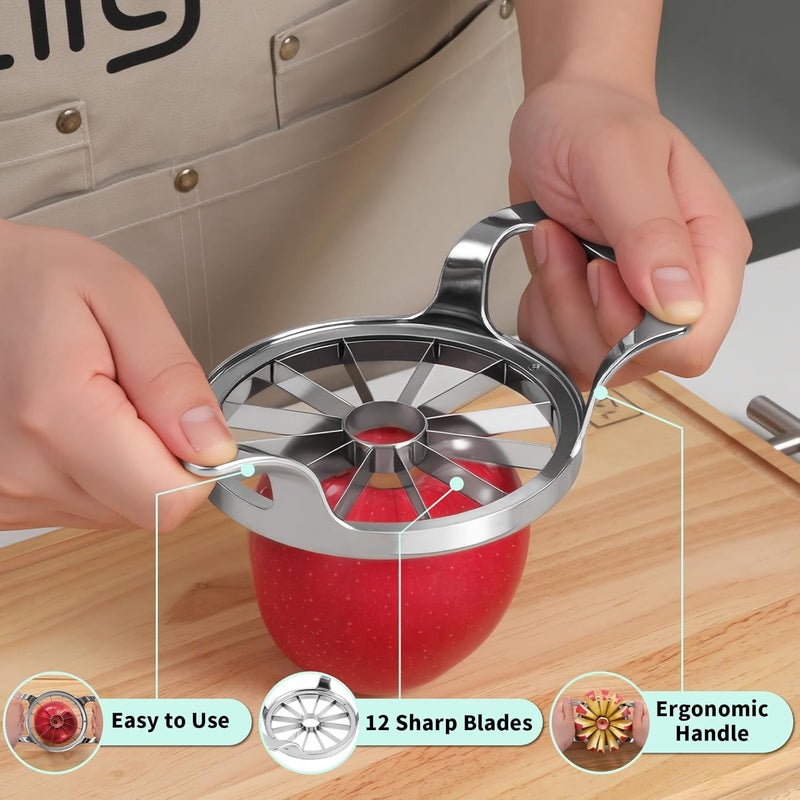 LIIGEMI Apple Slicer, 4.75-Inch 12 Blade Extra Large Apple Slicer and Corer，Heavy Duty Apple Cutter and Divider，Easy to Use, Time-Saving. - Image 2