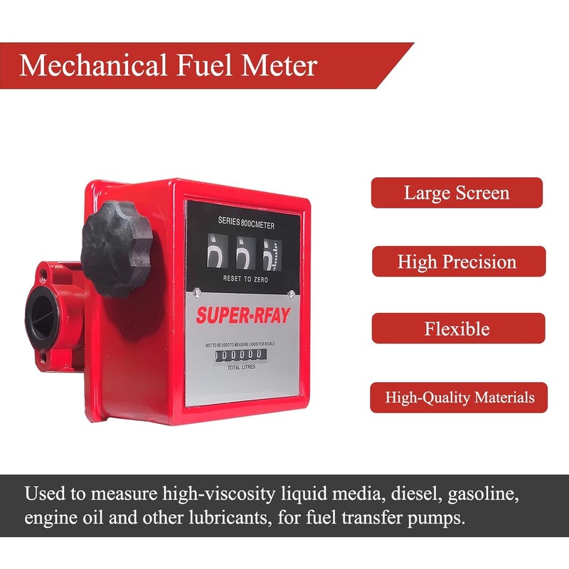 YFIXTOOL 1" Mechanical Fuel Meter 19-75 (5-20 GPM) Aluminum Diesel Gasoline Flow Meter - Image 2