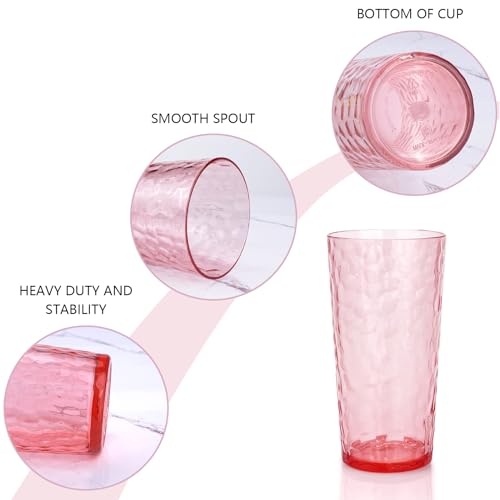 Yalin 24-Ounce Plastic Tumbler Acrylic Drinking Glasses, Reusable Plastic Cups, Stackable, BPA-Free, Shatter Proof, Dishwasher Safe, Set of 8 (Pink) - Image 3