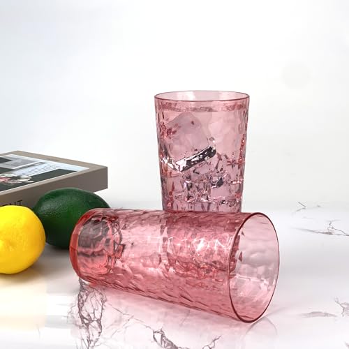 Yalin 24-Ounce Plastic Tumbler Acrylic Drinking Glasses, Reusable Plastic Cups, Stackable, BPA-Free, Shatter Proof, Dishwasher Safe, Set of 8 (Pink) - Image 2