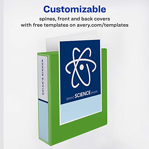 Avery Durable View 3 Ring Binder, 1-1/2 Inch Slant Rings, 1 Green Binder (17835) - Image 3