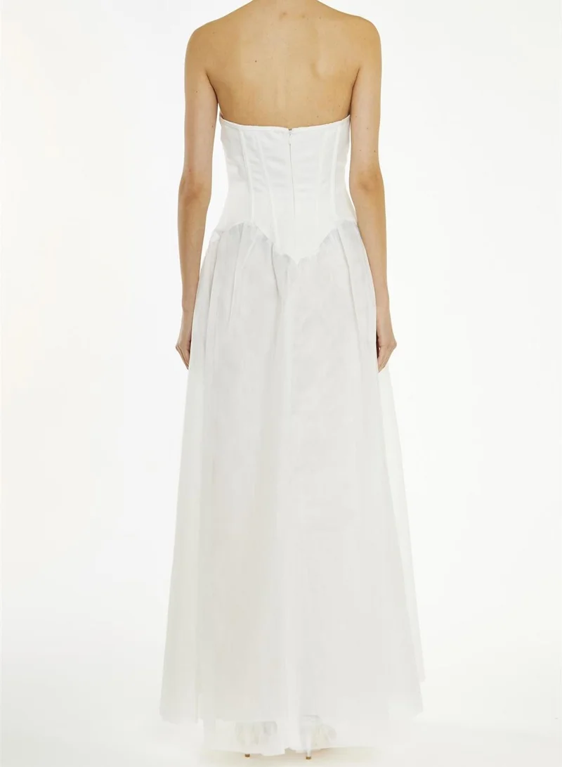 ترو ديكادينس Angel White Bandeau Corset Maxi-Dress