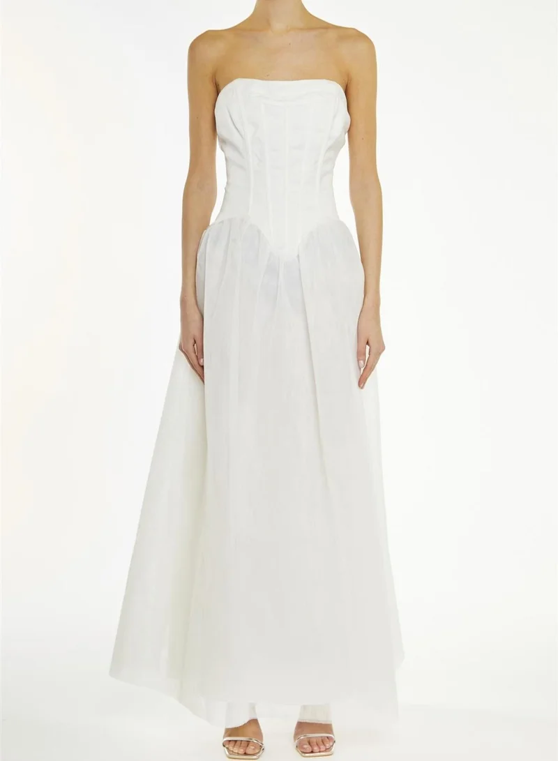 ترو ديكادينس Angel White Bandeau Corset Maxi-Dress