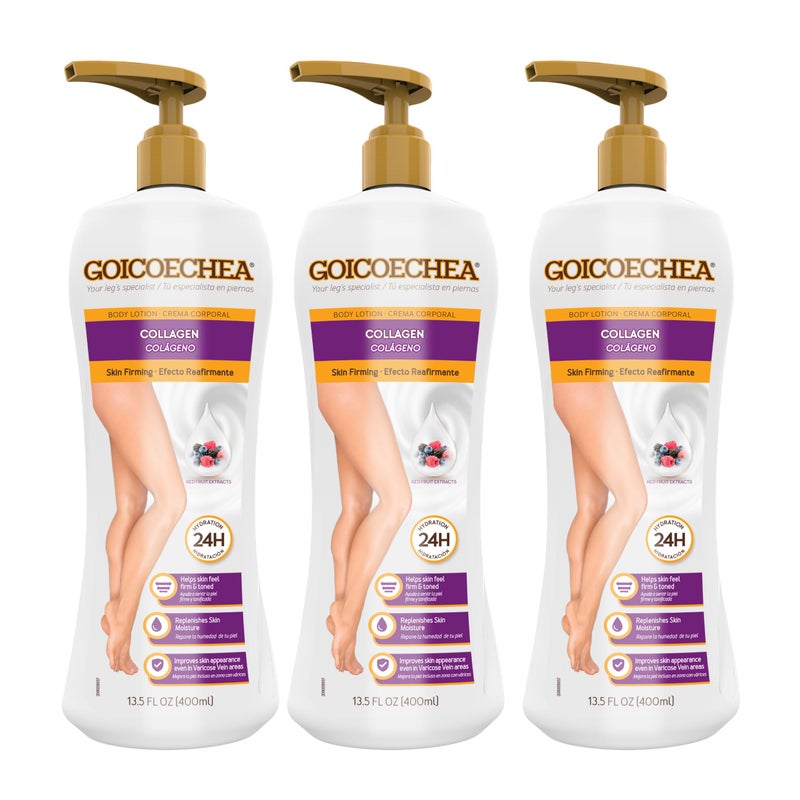 Goicoechea Skin Firming Body Lotion Collagen Elastin Cream for Women Skin appearance even in varicose veins areas Firming Body Lotion with Red Fruit Extracts 24H Hydration 135 oz Pack of 3