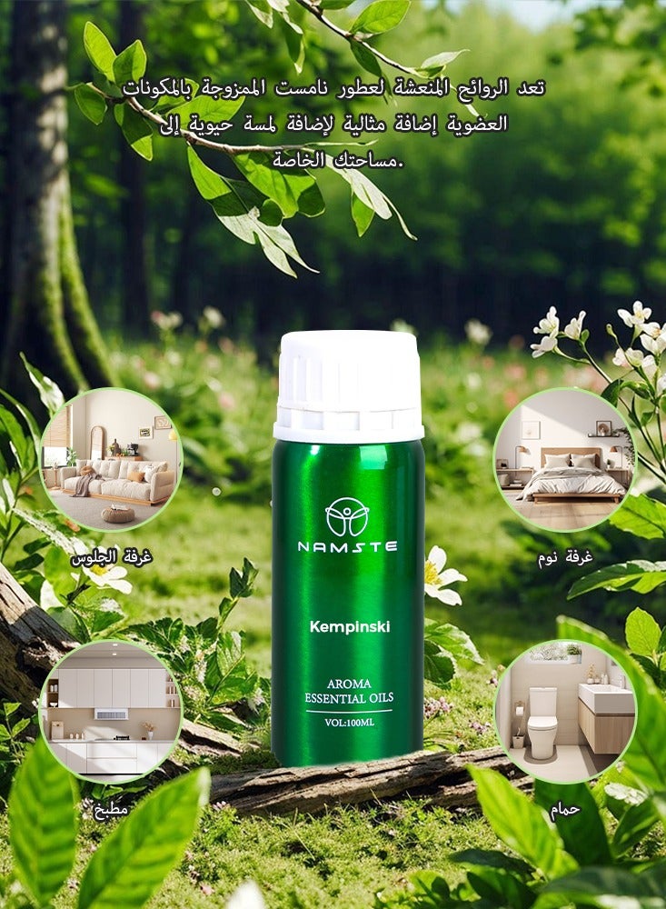 ناماستي زيت عطري عطري لتنقية الهواء في الفنادق، زيت عطري يدوم طويلاً 100 مل - عطر الأرض المقدسة｜ المسك والخشب العطري هما المكونات الرئيسية، ممزوجة بالخوخ والبطيخ وزهر الكرز والأوسمانثوس. - Image 5