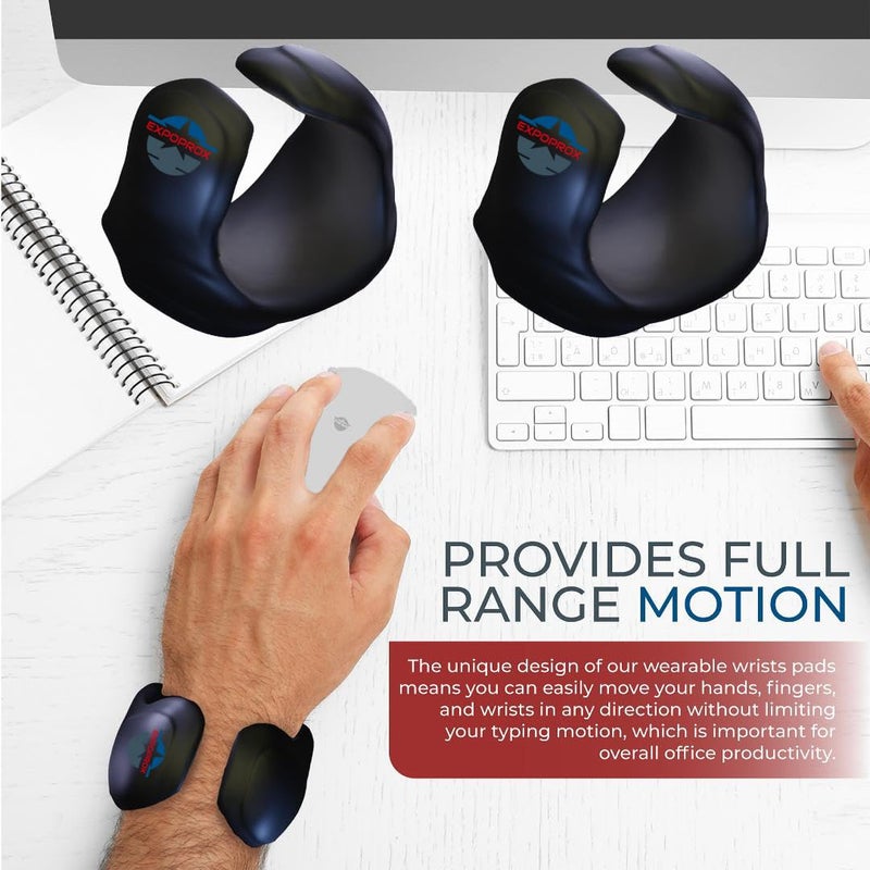 EXPOPROX Wearable Gaming Wrist Rest for Keyboard, Mouse pad, Laptop, and PC Work or Gamer Support. (Black, X-XL) - Image 3