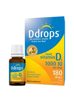 Ddrops Adults 1000 Iu 180 Drops Liquid Vitamin D. Supports Strong Bones & Immune System. No Large Capsules No Preservatives Nongmo Allergyfriendly  - Image 1