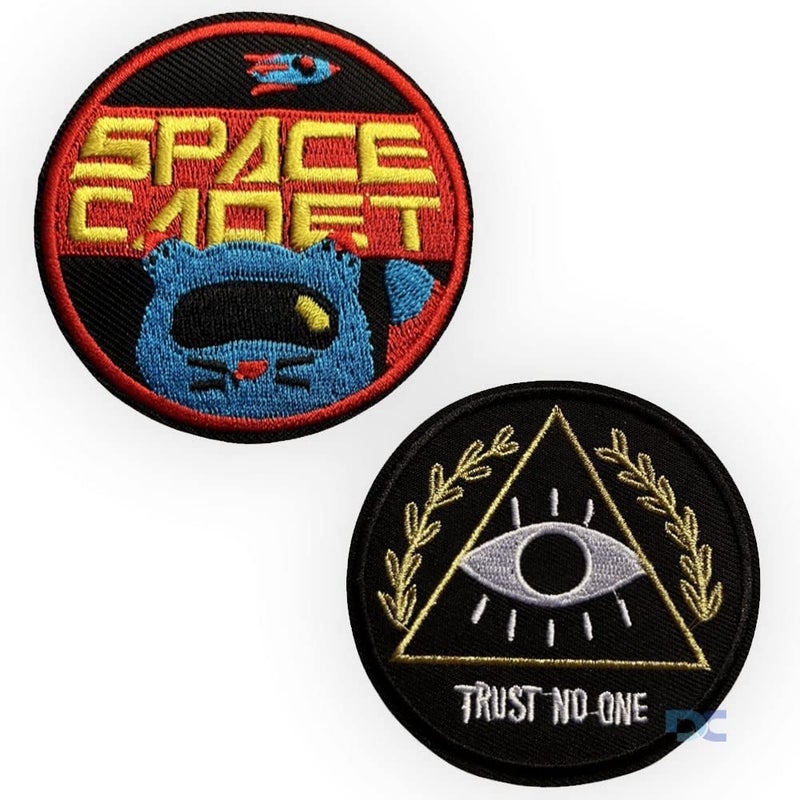 Daily Crafts Daily Crafts 2 pcs Iron on Patches Stickers Cute DIY Clothes Patches Embroidery Work for Sewing or Ironon for TShirt Clothes Jacket Space Cadet and Trust No One DIY Patches