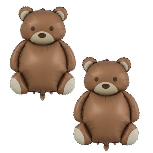Yeodong Bear Balloons Large Brown Bear Foil Balloons Baby Show Birthday Party Decoration 2 Pieces - Image 1