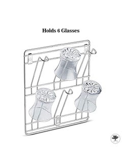sulfar Stainless Steel Wall Mounting Glass Stand/Water Glass Holder for Kitchen / 6 Glass Storage Wall Hanging Glass Stand (6 Glass Holder Storage) Silver  - Image 3
