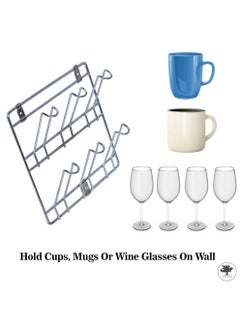 sulfar Stainless Steel Wall Mounting Glass Stand/Water Glass Holder for Kitchen / 6 Glass Storage Wall Hanging Glass Stand (6 Glass Holder Storage) Silver  - Image 5