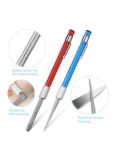 Excefore 2 Pieces Diamond Retractable Knife Sharpener Honing Steel Sharpening Rod for Kitchen Outdoor Serrated Stick Tools (Blue, Silver)  - Image 2