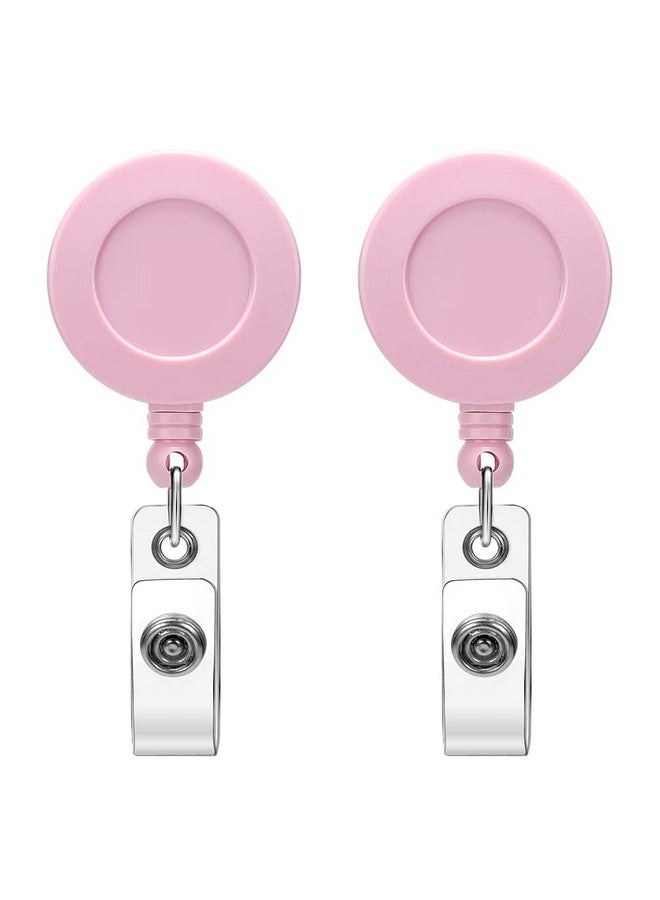 Soleebee 2 Pieces Nurse Badge Reel, 24'' Retractable Badge Holder With 360° Swivel Alligator Clip Solid Color Id Badge Holder For Nurse Doctor Teachers Students Badge Reel (Pink) - Image 1