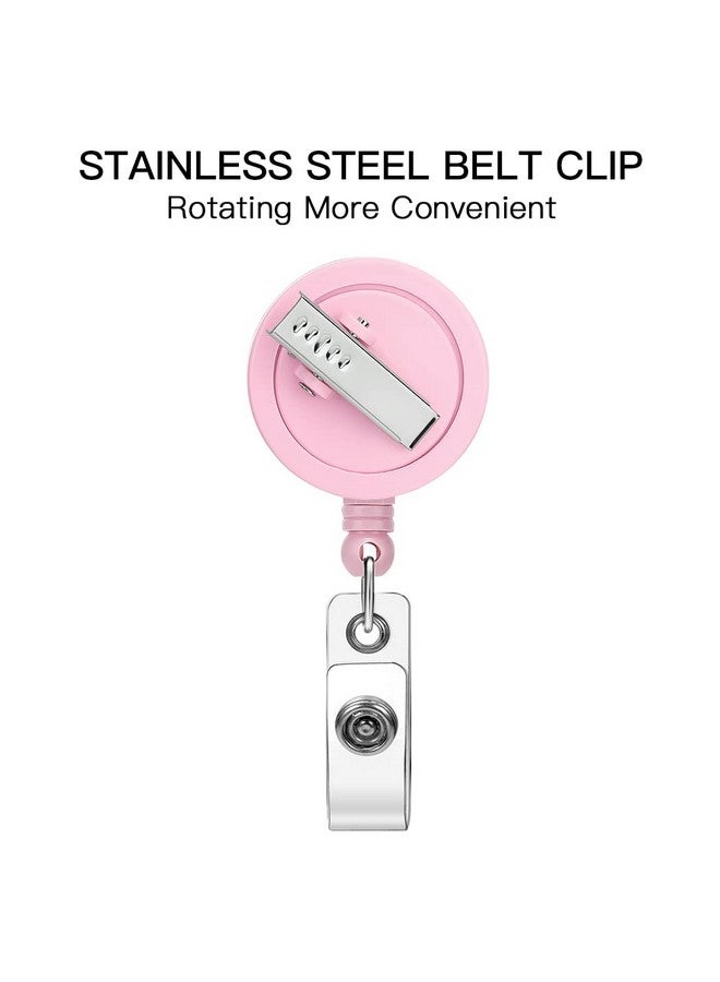 Soleebee 2 Pieces Nurse Badge Reel, 24'' Retractable Badge Holder With 360° Swivel Alligator Clip Solid Color Id Badge Holder For Nurse Doctor Teachers Students Badge Reel (Pink) - Image 3
