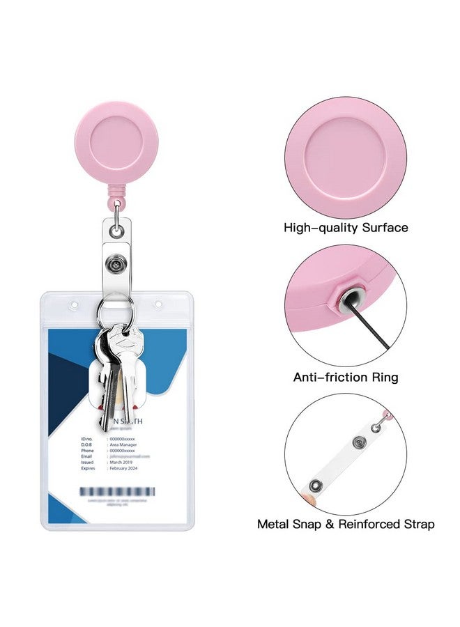 Soleebee 2 Pieces Nurse Badge Reel, 24'' Retractable Badge Holder With 360° Swivel Alligator Clip Solid Color Id Badge Holder For Nurse Doctor Teachers Students Badge Reel (Pink) - Image 4