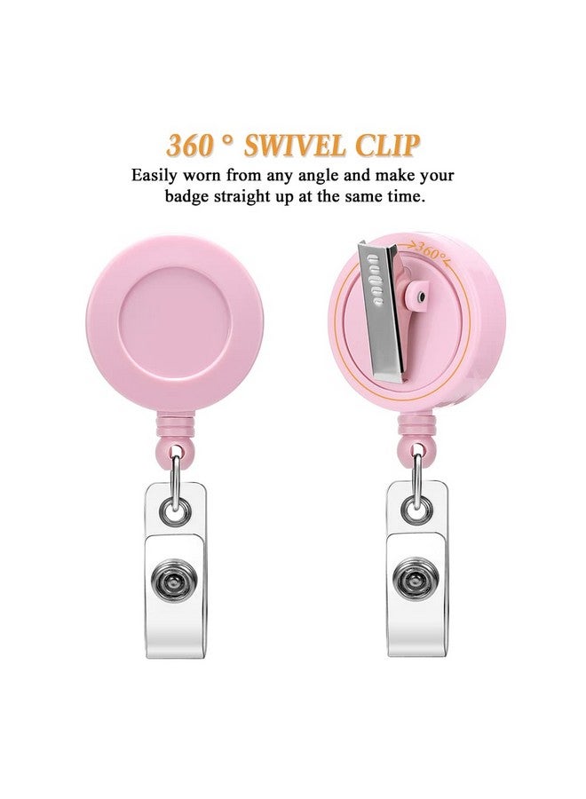 Soleebee 2 Pieces Nurse Badge Reel, 24'' Retractable Badge Holder With 360° Swivel Alligator Clip Solid Color Id Badge Holder For Nurse Doctor Teachers Students Badge Reel (Pink) - Image 5