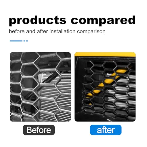KUNGKIC For 2024 2025 Mustang Grill Inserts Trims ABS V Brace Stripes Wrap Covers Exterior Car Accessories Yellow - Image 3