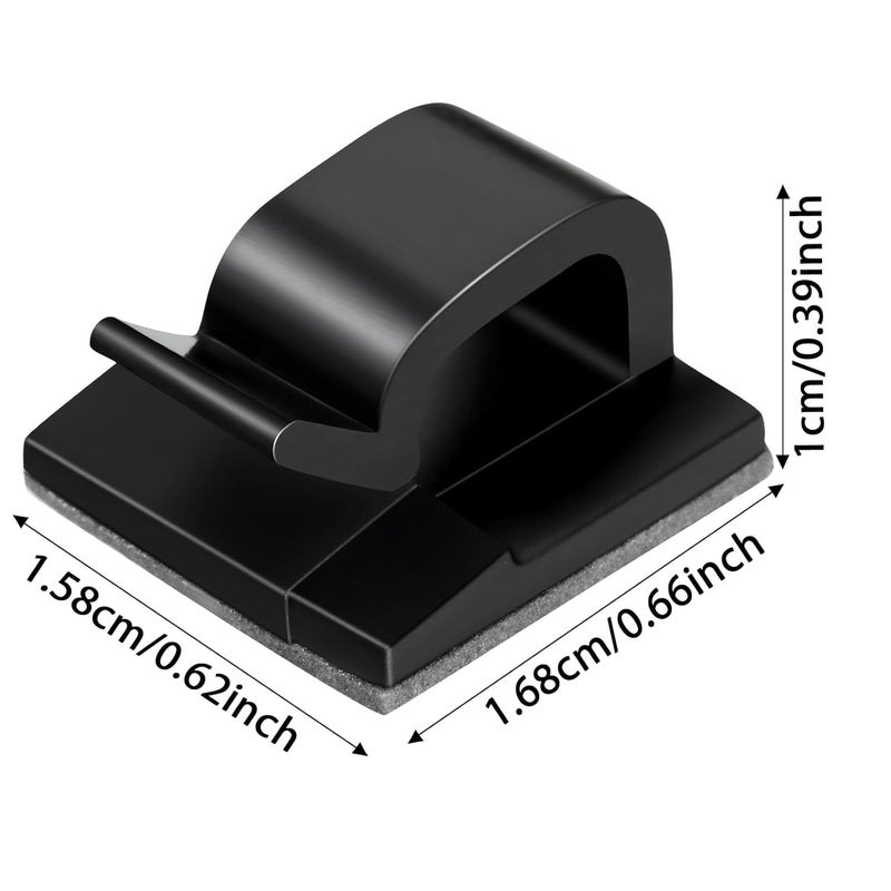 Maitys 60 Pieces Outdoor Cable Clips Christmas Adhesive Hooks Cable Management Wire Light Clips Cord Hider Organizer for Fairy Light Under Desk, Wall, Car and Electric Wires(Medium,Black) - Image 2