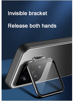 GKK Xiaomi 14 Case Cover with Camera Len Full Coverage Lens Film and Foldable Phone Kickstand Holder Anti-scratch Back Cover Magnetic attraction Holder Funtion Frosting Metal Cover Shockproof Accessory  - Image 2